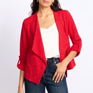 SKIES ARE BLUE Janine Textured Knit Drape Front Blazer Red Small New With‎ Tags
